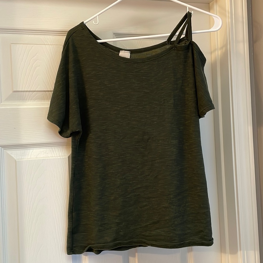 Green open shoulder top